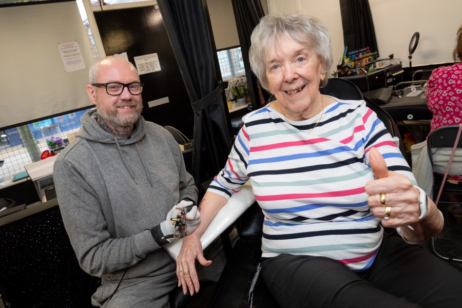 Care home resident fulfils her wish to get a tattoo